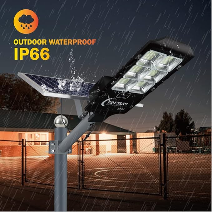 600W Solar Flood Street Lights OutdoorSolar Security Lights 30000 Lumens Dusk to Dawn Solar Powered Led Lighting IP66 Waterproof Pole Light with Motion Sensor for Parking LotStadiumGardenYard