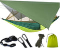 Double Camping Hammock with Mosquito Net and Rain Fly – Lightweight 3-in-1 Tent Setup for Outdoor Hiking Travel Patio &amp Backpacking – Portable Hammock for Adults with Tree Straps &amp Bug Net