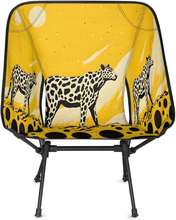 Animal Leopard Pattern Print Camping Chair Lightweight Portable Chairs for Adults Easy Installation Outdoor Foldable Camping Chair for Camping Fishing Hiking Picnic Beach