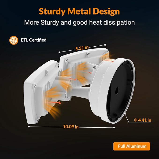 LEPOWER 28W 3000LM ‌LED Security Flood Light‌ ‌Outdoor‌ Switch Controlled Aluminum ‌Security Light‌ 2 Adjustable Heads 5500K Daylight IP65 Waterproof Wet Location for Patio Garden Yard Lights