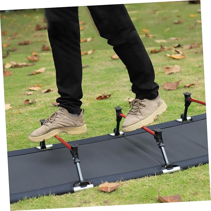 Hemoton Portable Folding Camp Bed Outdoor Camping Cot Sturdy Metal Frame Lightweight Design Carry Bag for Travel and Beach Use