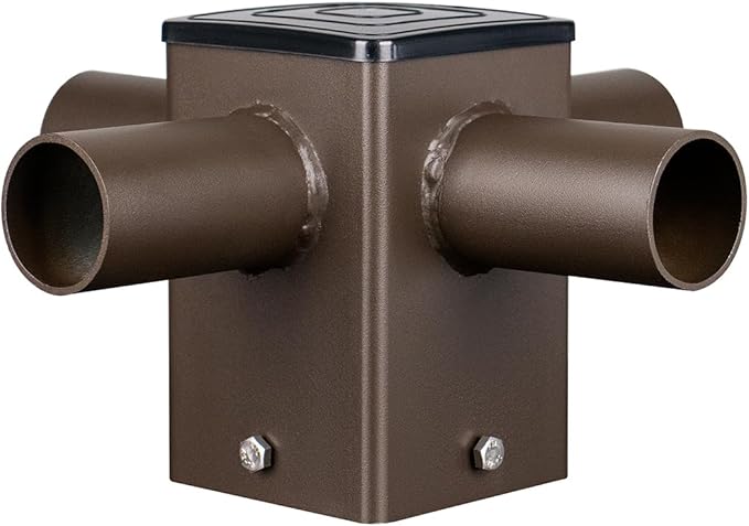 90 Degree Square Horizontal Tenon Adaptor with 4 Arms for 4 Square PoleTop Tenon for 2 3/8 Slip Fitter Mount Led Shoebox Light 4 Fixture