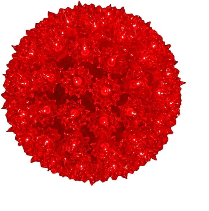 Novelty Lights 7.5in 100 Light Starlight Sphere Red Large Ornament Ball Light 5ft Hanging Cord with S Hook 12ft Power Cord with Stackable Plug Commercial Grade
