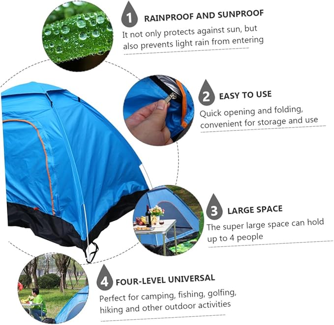 Balacoo Simple Automatic Rainproof Beach Canopy Tent Portable Outdoor Camping Tent for People Lightweight for Fishing Hiking and Outdoor Activities