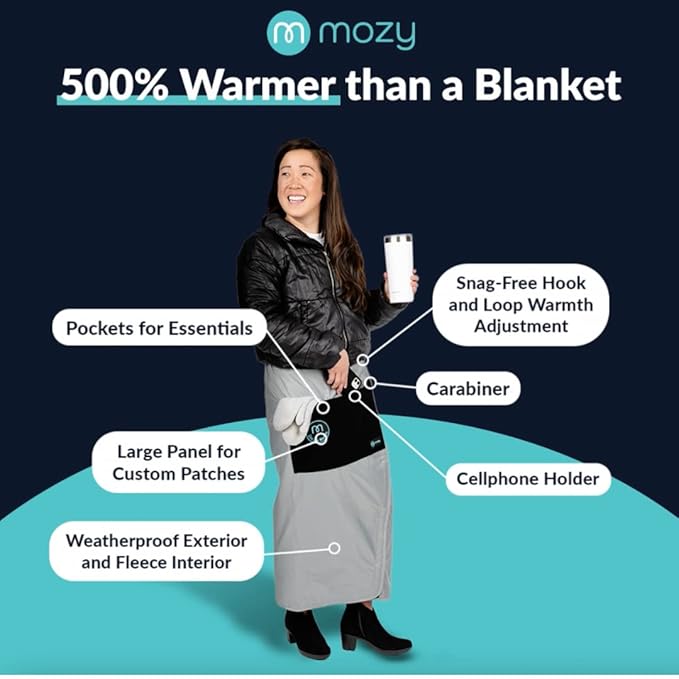 Mozy Tall | The Wearable Thermal Wrap for The Outdoors | 2 Inches Taller | Black
