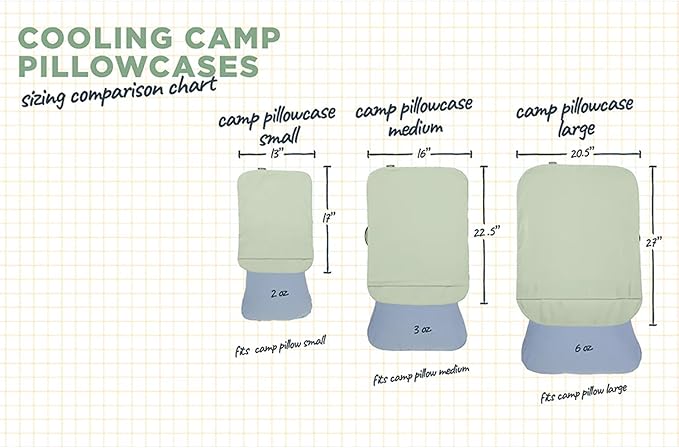 HEST Pillowcase Cooling - Compatible Camp Pillows - Jade Cooling Fabric - Machine Washable - Outdoor Ready - Small