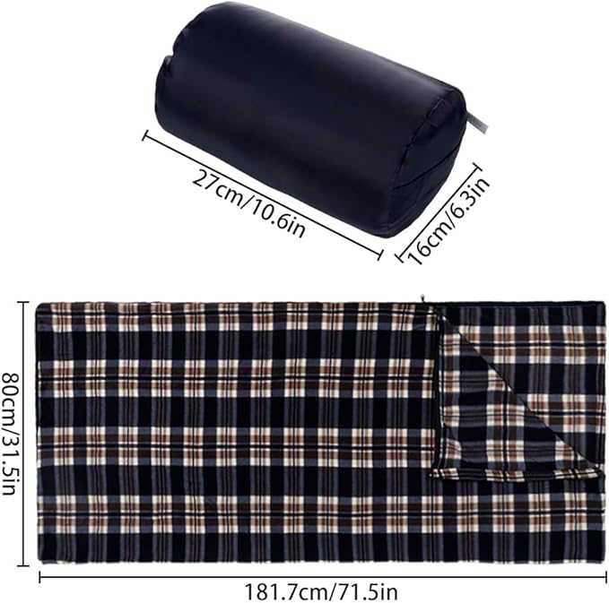 Fleece Sleeping Bag Microfiber Lightweight Travel Sheet Liner Comfortable Warm Sleeping Bag for Cold Weather Camping Blanket with Carry Storage Bag for Outdoor Backpacking(Green)(Black)