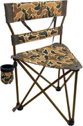 Black Sierra HD Tri-Hunt with Back Hunting Stool Foldable Tripod Seat w/Steel Frame Supports 300-lb Heavy Duty Fishing Chair Features Cup-Holder &amp Carry Shoulder Strap for Camping