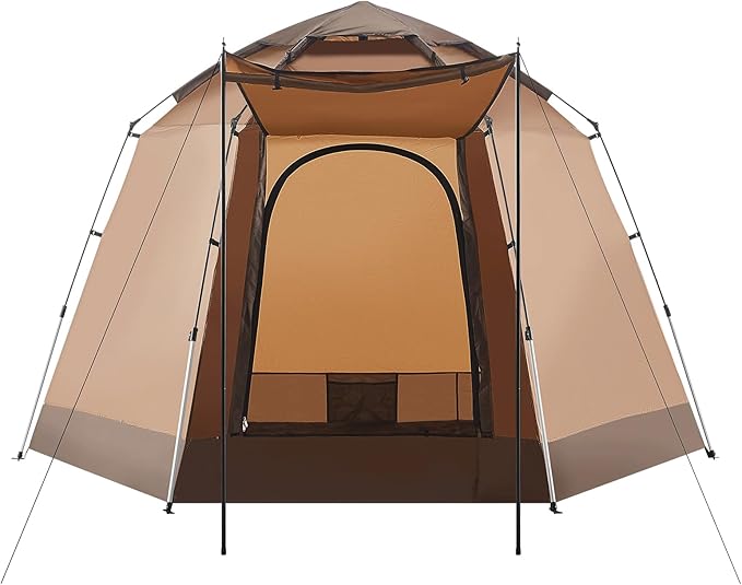 Tents for Camping 3/4 Person Portable Large Pop Up Tent Outdoor Camping Tent PU Weatherproof Tent with Easy 60 Second for Camping Festivals Backyard Sleepovers &amp More(Brown)