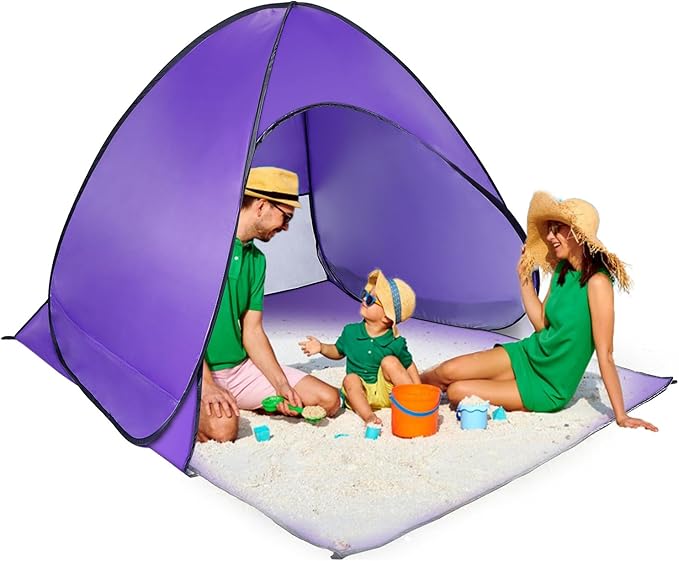Beach Tent Pop Up Beach Tent Canopy Sun Shade Shelter Anti-UV Automatic Waterproof for 2-3 Person with Net Window Storage Bag Outdoor Camping Fishing Park Bea ch