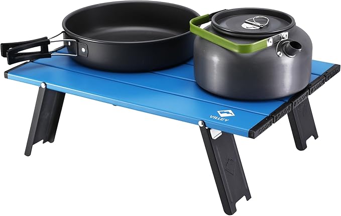VILLEY Portable Mini Folding Beach Table Ultralight Aluminum Side Table with Carry Bag for Camping Picnics and Outdoor Activities