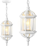 VIANIS Outdoor Hanging Lights White Outdoor Pendant Lights with Tempered Beveled Glass 20 Inch 1-Light Adjustable Outdoor Chandelier for Entryway Gazebo Waterproof and Anti-Rust 100% Aluminum
