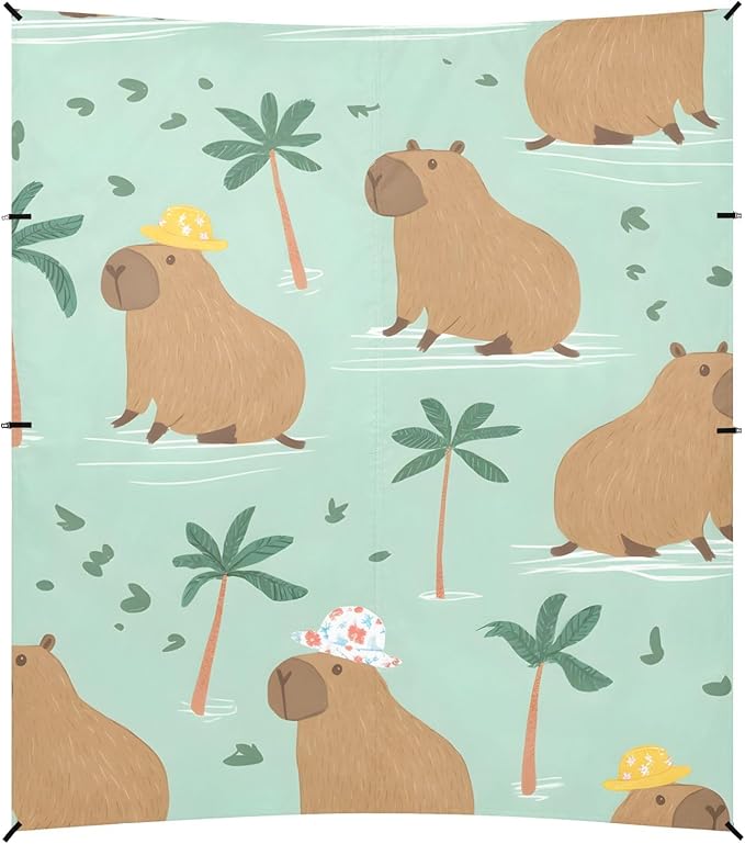 Capybaras Summer Pattern Camping Sun Shelter Beach Tent Portable Beach Sun Shade Outdoor Canopy for Camping Trips Fishing Picnic