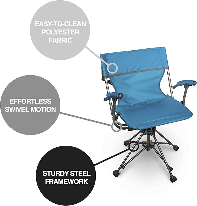 Zenithen Outdoor 360 Degree Portable Lawn Swivel Camping Chair w/Arms Perfect for Camping Sporting Events Outdoor Games Cookouts Get-Togethers and Patio Furniture Teal (Pack of 1)