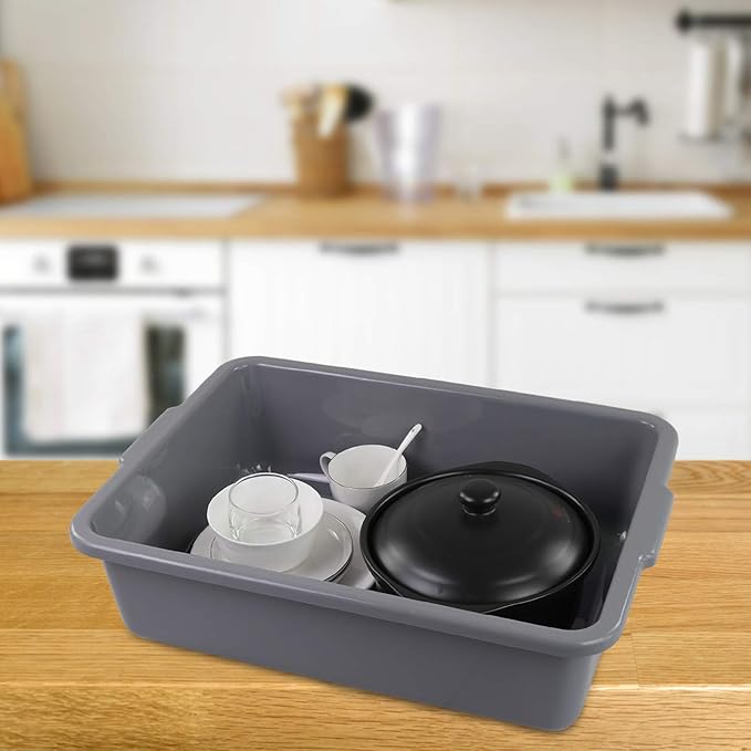 Cand 4 Packs Commercial Bus Tubs 22 L Plastic Bus Box Grey Utility Dishpan