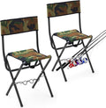Wenqik 2 Pcs Summer Folding Fishing Chair with Rod Holder Hunting Camping Chairs for Adults Outdoor Portable Folding Chair for Men Women Ice Fishing Lawn Patio Garden Beach Gifts (Camouflage)