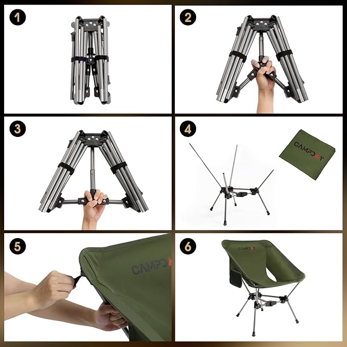 Camping Chair Backpacking Portable Hiking Ultralight Small Lightweight Folding Chair for Outdoor Camp Beach Picnic Concert Supports 330lbs (Green1PCS)