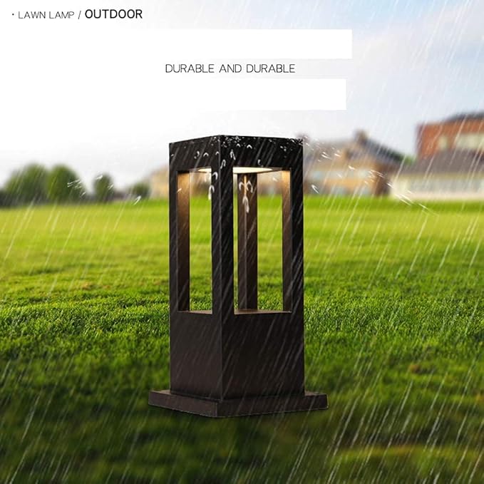 SLAWA Modern Outdoor Post Light Fixture LED Outdoor Column Lights with Aluminum housing IP55 Waterproof Square Pillar Lights Outdoor External Lawn Bollard Lantern for Porch Garden Front Yard