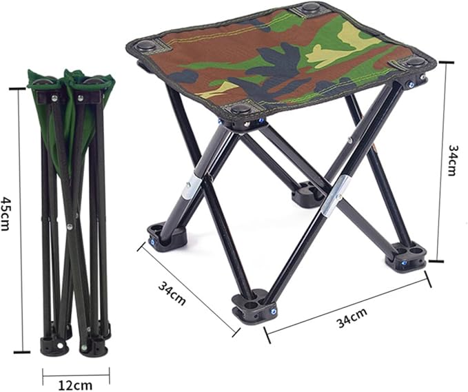 Large Camouflage Folding Stool Portable Fishing Chair Recreational Gear Sturdy Camping Seat Compact