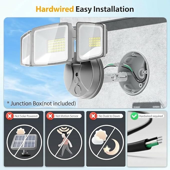 Onforu 75W LED Security Light 7000LM Brightness Outdoor Flood Light Fixture Switch Controlled IP65 Waterproof 6500K White Wall Mount Exterior Security Floodlight for Eave Yard Garage Porch