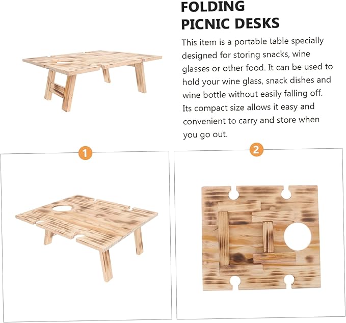 Happyyami Picnic Tables Folding Outdoor Table for Wine Picnic for Outdoor and Indoor Use