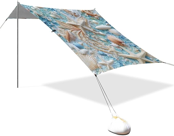 Camping Sun Shelters Starfish and Shells on Beach Beach Canopy 126 * 110.2in