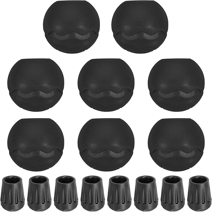 PATIKIL 0.55 Inch Chair Feet Replacement 8 Pack TPE Outdoor Camping Chair Leg Tips Ball Cap Folding Chair Legs Floor Protectors Stability on Rugged Fit for 0.55(14mm) Chair Feet Black