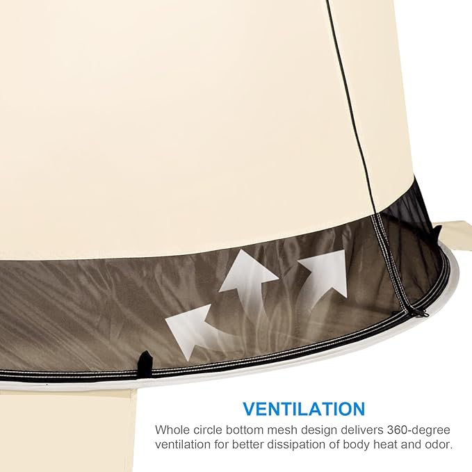 Wolfwise Pop up Beach Tent Sun Shelter with UPF50+ UV Protection Instant Easy Setup Popup Beach Shade Canopy for 3 Person Portable &amp Foldable with Carring Bag 87 ×57×47 in Beige