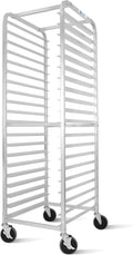 20-Tier Sheet Pan Rack NSF Bun Pan Rack Aluminum Bakery Rack Home Commercial Kitchen Bakery Cooling Rack 4 Wheels