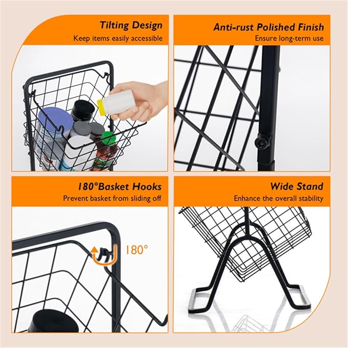 Multi functional iron storage rack three-layer floor standing vegetable and fruit basket living room bathroom balcony universal storage rack