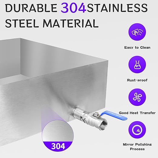 Maple Syrup Evaporator Pan Maple Syrup Pan 11 Gal 304 Stainless Steel Syrup Evaporator 24 x 18 x 6 Inch Boiling Maple Evaporator Panwith Valve