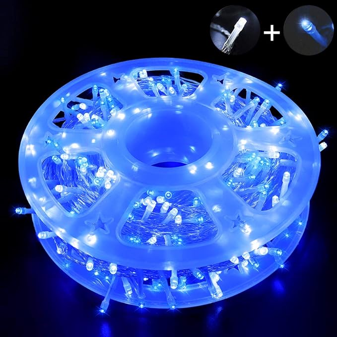Led String Lights 500LED 165 ft Indoor/Outdoor Fairy String Lights 30V 8 Modes Christmas Lights for Home Christmas Tree Wedding Party RoomWall Decoration Indoor&ampOutdoor(Blue+White)