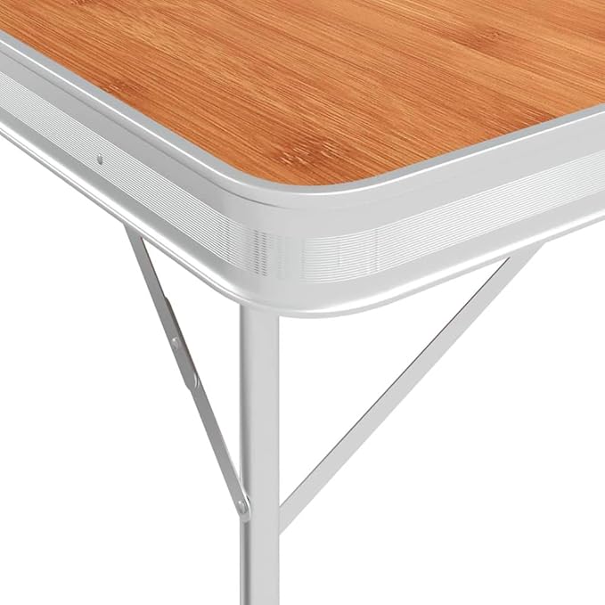 Outdoor RecreationFolding Camping Table with 2 Benches Aluminium BrownSporting Goods