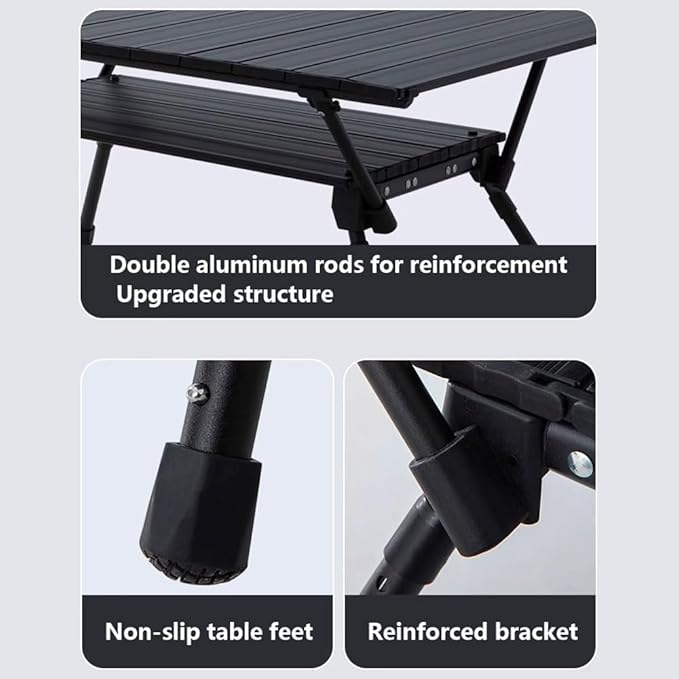 Adjustable Outdoor Camping Table Aluminum Double Lift Folding Table Stable and Lightweight Portable Picnic Table Suitable for Outdoor Camping Picnic Barbecue