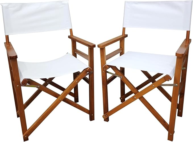 2pcs Wooden Folding Chair - Director Chair for Camping Home Patio - Portable Chair High Foldable Stool for Outdoor Director's Chairs Foldable Makeup Chair for Makeup Artist - populus + Canvas