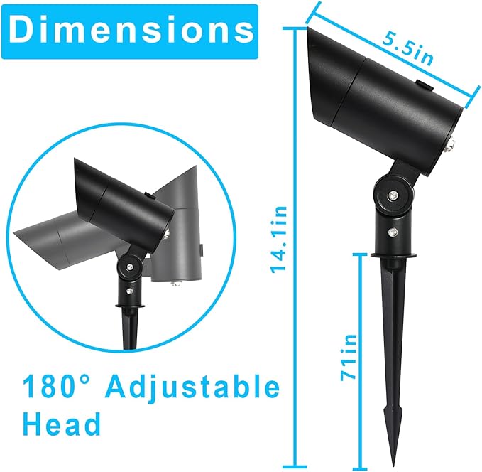30W Ultra Bright Outdoor Spotlight 5000K Daylight LED Bullet Light with Dusk to Dawn Photocell Sensor 120V Plug in Landscape Spot Lights for Flag Pole Yard Garden Tree Statue (2 Pack)