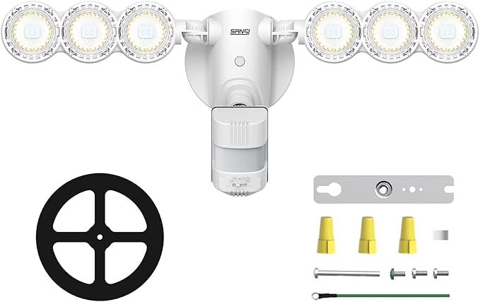 SANSI 45W 6000LM Motion Sensor Outdoor Lights 5000K 600W Equiv LED Outdoor Lights for House 4 Modes Wide 320° Angle Flood Lights Outdoor for Yard Soffit Garage Doorways IP65 Waterproof