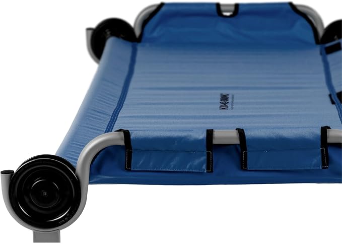 Disc-O-Bed Youth Single Camping Cot Kid-O-Bed Portable Sleeping Cot for Kids with Included Carry Bag Indoor and Outdoor Use Navy