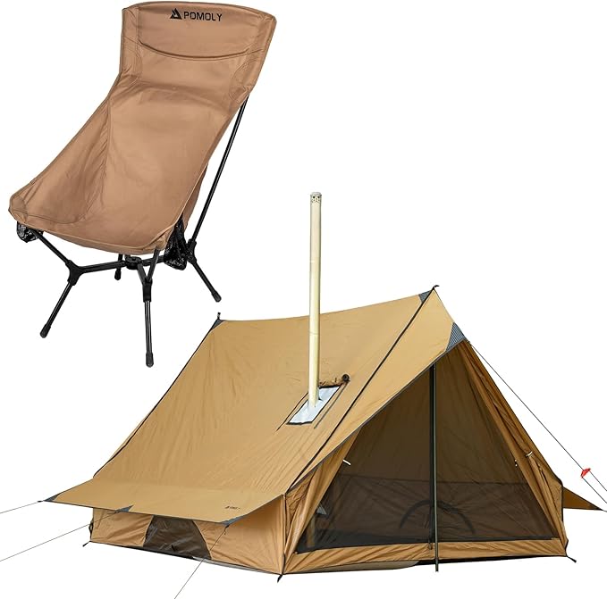 POMOLY Chalet 70 Pro Camping Hot Tent Cabin Tent and Camping High Back Chair