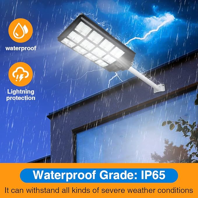 12000W Solar Street Lights Outdoor 100000 Lumens Dusk to Dawn Motion Sensor Security Flood Light Waterproof Perfect for GardenYard Street Parking lot