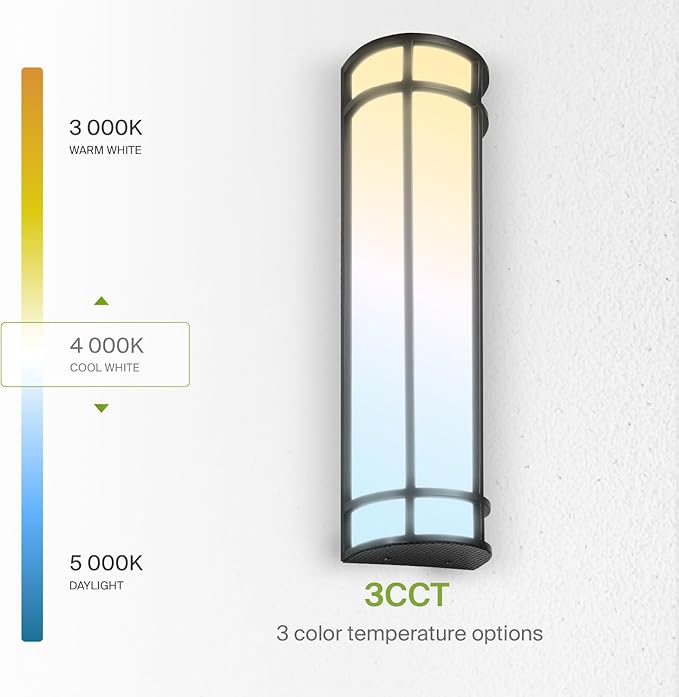 ASD LED 24 Half Cylinder Wall Light Fixture Outdoor Patio Sconce | 3CCT Stainless Steel Waterproof Energy Star ETL Listed | 24W 1970LM 3000-5000K 100-277V | Exterior Lighting | Dark Bronze