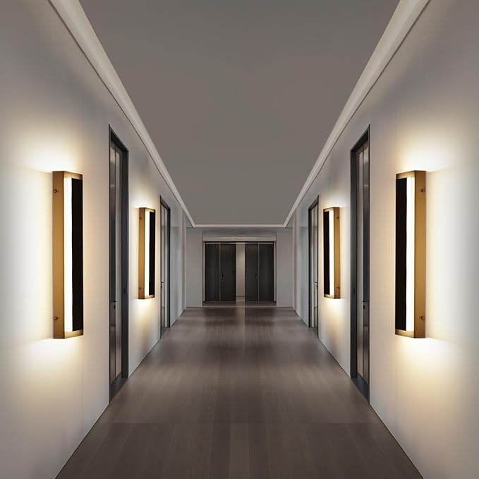 15.7'' LED Wall Lights Black Sconces Set of 2 Exterior Lighting Fixtures Modern Wall Sconces 3000K Warm White Front Porch Light Exterior Wall Light Waterproof Wall Sconce Light for House Patio
