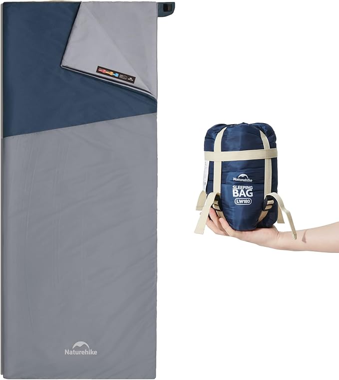 Naturehike Lightweight Compact Sleeping Bag 59℉/32℉ Envelope Ultralight Backpacking Sleeping Bag Portable Waterproof with Compression Sack for Cold&ampWarm Camping Traveling Hiking