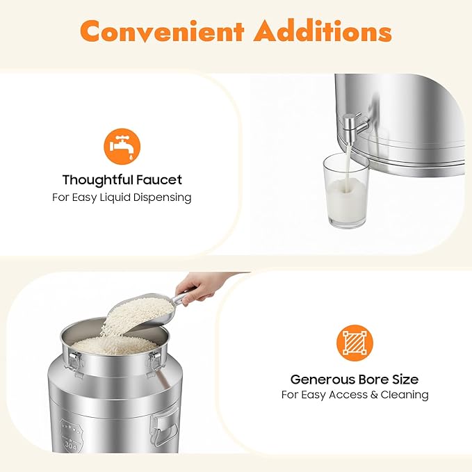 Stainless Steel Milk Can 76L/20.1Gal Metal Drink Dispenser Airtight Canister with Faucet &amp Lid Wine Oil Beverage Storage Container for Kitchen Restaurant Party W15.8*H25.2in