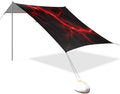 Red Lightning on Black Beach Tent Sun Shelter 9.2' x 10.5' Beach Canopy with 4 Sandbags 4 Stability Poles Sand Shovels - Tent Canopy for Beach Camping Fishing Picnics