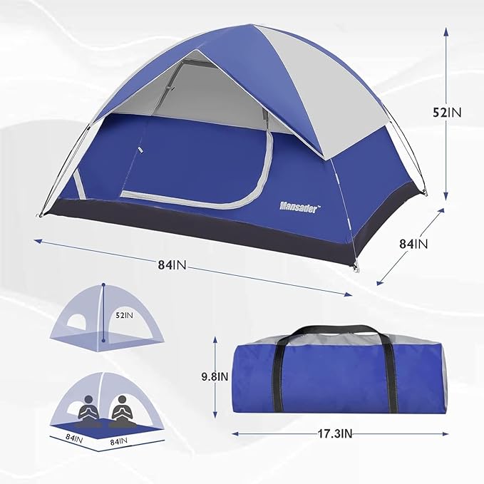 Camping Tent Waterproof 2/3/4 Person Tents for Camping Lightweight Easy Set Up Outdoor Hiking Tent Backpacking Tent with Carry Bag Backpack Tent Suit for Family Beach Hiking Travel