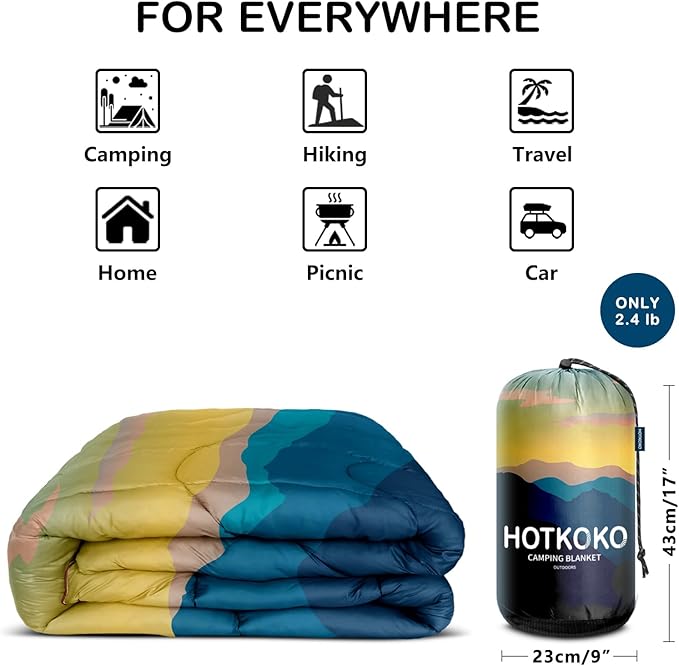 Camping BlanketLightweight Puffy Printed Camping Blanket Packable Outdoor Blanket for CampingTraveling Stadium Hiking Picnics