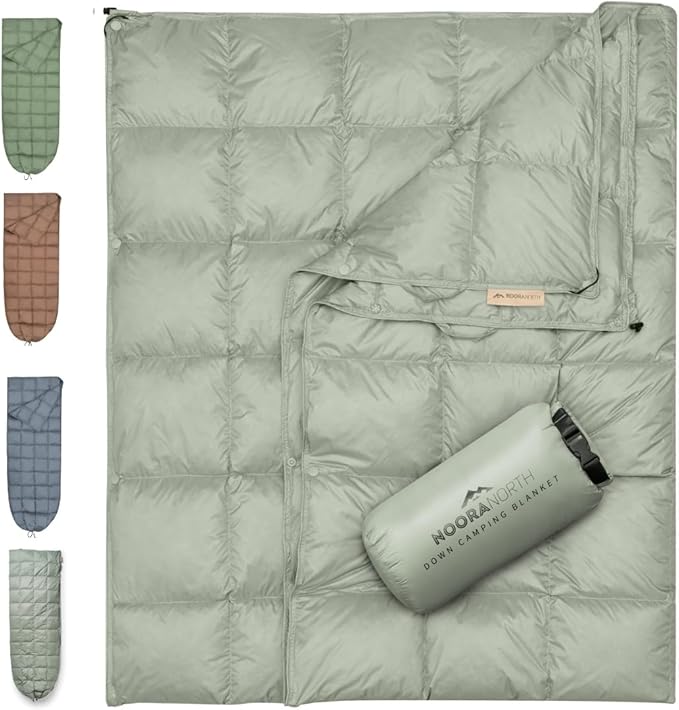 Down Camping Blanket with Footbox – Lightweight Packable Water Resistant Backpacking Quilt &amp Warm Puffy Compact Outdoor Throw – 52x77 with Stuff Sack for Stadium Hiking &amp Travel