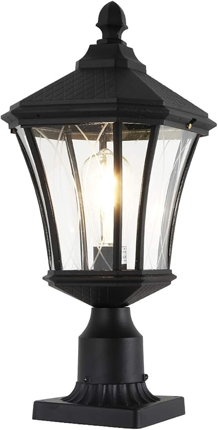 Post Lights Outdoor Post Lantern 20 Exterior Post Coach Light with Pier Mount Base Weather Resistant Aluminum with Clear Glass Pier Mount Lantern Black Outdoor Pole Lamp for Patio Porch Yard