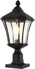 Post Lights Outdoor Post Lantern 20 Exterior Post Coach Light with Pier Mount Base Weather Resistant Aluminum with Clear Glass Pier Mount Lantern Black Outdoor Pole Lamp for Patio Porch Yard